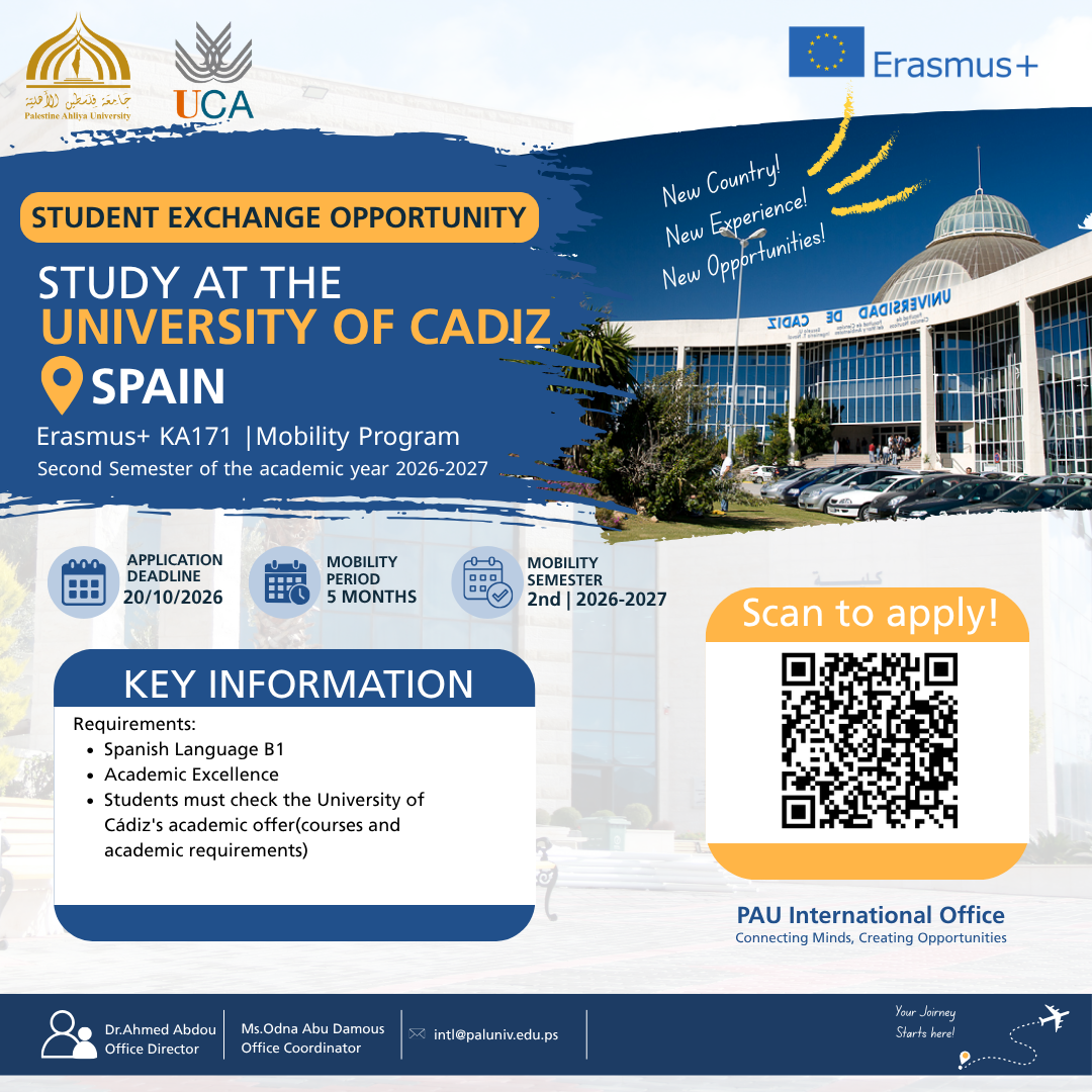 Announcement of Student Exchange Opportunity at the University of Cádiz, Spain Announcement of Student Exchange Opportunity at the University of Cádiz, Spain